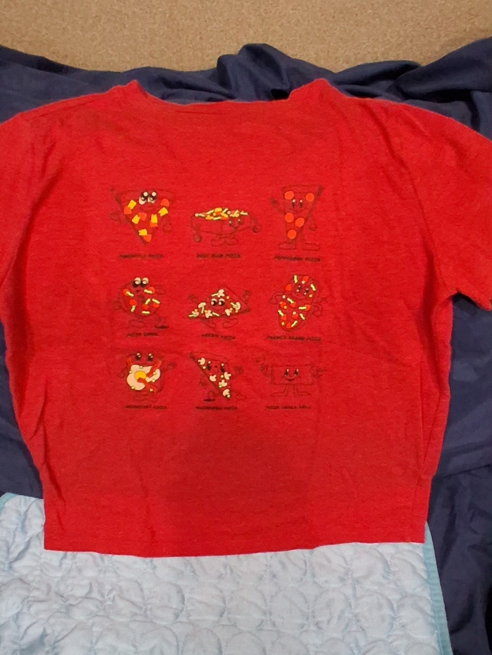 Cat & Jack Red Long Sleeve Pizza Characters Tee